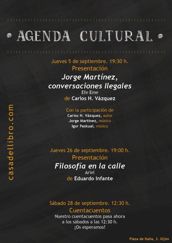 Agenda cultural septiembre - Casa del Libro Gijón
