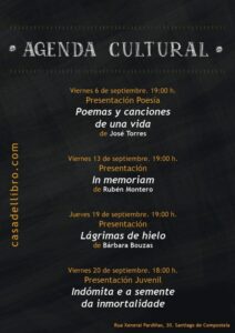 Agenda cultural septiembre - Casa del Libro Santiago de Compostela