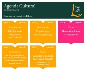 Agenda cultural de noviembre en Casa del Libro Bilbao